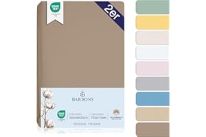 BARBONS Drap Housse pour lit de bébé 60x120 / 70x140 lit d'enfant - 100% Coton Jersey Oeko-TEX Standard 100 certifié Draps de lit pour lit de Bebe Matelas - Taupe Lot de 2
