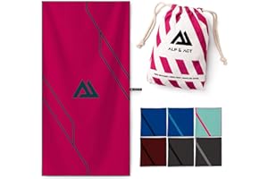 ALP & ACT Toalla de Microfibra para Deporte y Fitness - 100% reciclada – Extra COMPACTA y Absorbente – Ideal para Gimnasio, Yoga o Sauna – Toalla Deportivo de Secado rápido - Rosa, 180x90