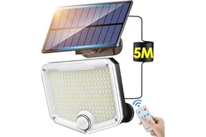 COOLNIGHT Focos LED Exterior Solares, 222 LED+2000LM Luz Solar Exterior Jardin Farolas Solares Exterior, 3 Modos IP65 Luces Solares LED Exterior Jardin, 2200mAh Foco Solar Exterior, Remoto Farola Solar Exterior