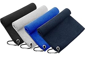 KEAHND Serviette De Nettoyage De Golf Avec Clips,4 Pcs Serviette De Golf En Microfibre Avec Mousqueton,Serviette De Golf Avec Clip,Serviette De Nettoyage Pratique Pour Le Golf,Ensemble De Serviettes De Golf