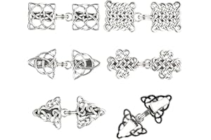 SUCHOOW 5 Pieces Sweater Clasp Clips, Metal Sweater Clips, Vintage Collar Dress Clips, Retro Cape Clips, Antique Silver Sweater Clip, Retro Cloak Shawl Clips for Girl Women