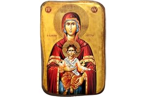IconsGr Wooden Greek Christian Orthodox Wood Icon of Virgin Mary Eleftherotria / A0