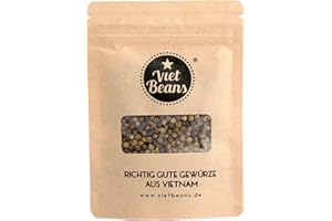 ‎VIETBEANS Bunter Pfeffer Ganz für Pfeffermühle - Vietnamesischer Bunter Pfeffer weiß, rot, rosa, grün, schwarz - Ganze Pfefferkörner - Exotischer Wildpfeffer - 50g