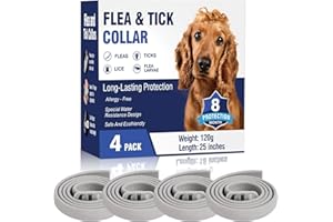YFCACT Collare Antiparassitario Per Cani 4 Pezzi Grigio Collare Antipulci Cane è a Prova Antizanzare, Antizecche, Pidocchi Collare Antipulci Per Cani Regolabile e Impermeabile, Protezione Efficace Per 8 Mesi