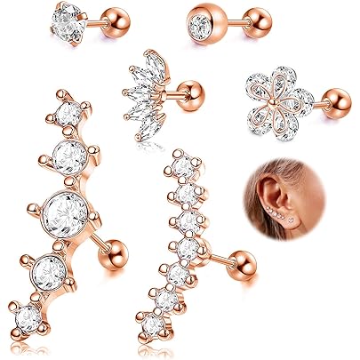 Set 12 Paia Orecchini Donna MILACOLATO – Cerchi E Piercing In Argento Con Zirconi – Anallergici