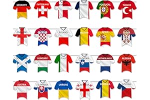 BAYMETY 2024 Euro Cup Football Championship String Flags,10M Jersey Paper European Bunting Banner with 24 Euro Participating Teams Flags for Garden Street Bar Club Restaurant Party Decorations Indoor Outdoor