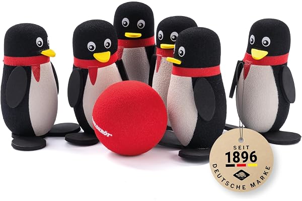 Schildkröt Fun Sports Schildkröt Funsports set, för inomhus och utomhus, 6 pingviner med stabilt stativ och mjuk bowlingboll