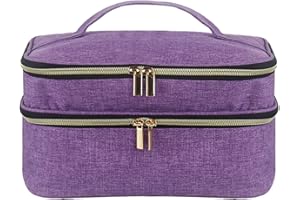 PENLIMLY Empty Sewing Boxes with Compartments, Portable Sewing Bag Sewing Tools Organizer, Double Layer Sewing Accessories Organiser, Sewing Supplies Storage Bag for Thread, Needles, Buttons and Measuring Tape