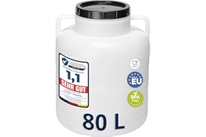 Garronda 80 Liter BPA-freies Fass und Futtertonne, Weithalsfass, Wassertank und Behälter mit Deckel für Sauerkraut sowie Surfass Pökelfass für Fleisch GD-0087, Weiß