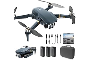 CHUBORY Drone avec camera 4K HD pour débutants - Portée 800 mètres, 60+ min de vol, Moteur brushless, Auto Hover, Auto Follow, WiFi FPV, pliable (3 batteries)