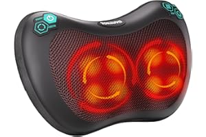 TOKZUVG Massage Pillow Shiatsu Back Massager with Heat 3 Speeds 2 Massage Directions 8 Deep Tissue Kneading Nodes for Lower Back Neck Shoulders Muscle Pain Relief Use at Home Car Gift for Men/Women