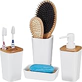 Set Bagno In Bambù Relaxdays - 4 Pezzi Con Portaspazzolini, Portasapone, Bicchiere E Vassoio - Foto 4