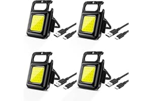 Corpower Mini Inspektionsleuchten, 4 Stück Mini Taschenlampe Schlüsselanhänger 500 Lumen Arbeitsleuchte 4 Lichtmodi, USB Aufladbar, Magnetisches Mini Led COB Taschenlampe für Auto Reparatur Wandern
