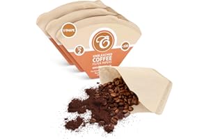 300 Size 2 Coffee Filter Paper Cones, Unbleached by EDESIA ESPRESS