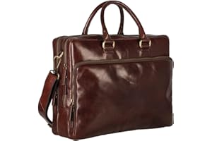 Leonhard Heyden Cambridge Zipped Briefcase 2 Compartments L Red Brown