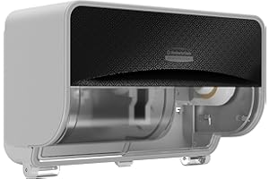 Kimberly-Clark Professional Icon™ - Dispensador de Papel higiénico con 2 Rollos horizontales (58722), con Placa Frontal de diseño de Mosaico Negro; 1 dispensador y Placa Frontal por Caja