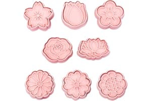 OMJMYY 8 pcs Emporte Pièce 3D Moule Biscuit Emporte Piece Patisserie en Forme de Les fleurs en Plastique Emporte-pièces de Pâques pour Décoration de Fondant Biscuit Cookie Pâtisserie Gâteau