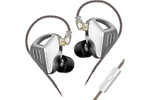 keephifi KZ ZVX - Auriculares intraurales de 10 mm, Doble cavidad, Controlador dinámico, Carcasa de Metal, con Cable Desmontable Chapado en Plata de 2 Pines para músicos audiófilos (Plata, con