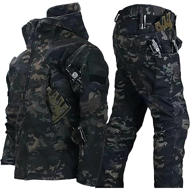 Combinaison Tactique GVQNG - Veste Et Pantalon Camouflage - Imperméable, Coupe-Vent - Pour Randonnée, Chasse