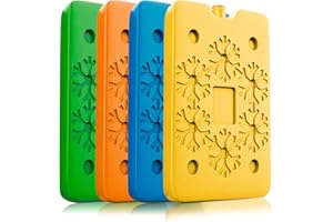KAWAAN 4 Pzz Elementi Refrigeranti, Blocchi di Ghiaccio per Congelatore, Panetti di Ghiaccio per Borsa Termica, Capestore Ice Pack Freddo Extra Piatto, per Pranzi al Sacco, Picnic, Campeggio, 16 x 11 x 1.5cm
