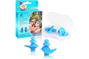 Hearprotek Diseño Actualizado Natación Tapones para los oídos, 2 Pares de Tapones Impermeables Reutilizables de Silicona para Nadadores baños ducharse y Otros Deportes acuáticos(Azul Cielo)