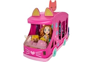 Enchantimals Glam Party, Camión de estilismos, Conjunto de Juego con muñeca y Accesorios, Incluye una Figura de Mascota Mejor Amiga, un Remolque y más, Regalos para niños y niñas +3años, HPB34