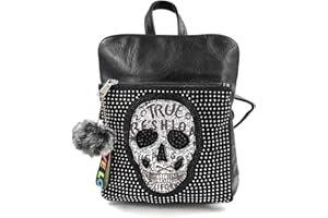 Faylinn Bolso Mochila Mujer Calaveras Craneo - Mochilas Mujer Tachuelas – Mochilas Estilo Punk Rock - Bolsos Góticos- Mochila Estilo Motero