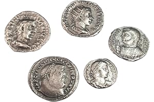LAZZARO ITALY Monete Romane imperiali antiche placcate Argento - Collezione Set Riproduzione imperatori Romani 5 Pezzi - Artigianato Italiano, Fatte a Mano – Made in Italy