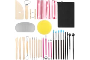 KILDOWS Strumenti Argilla，Kit Ceramica，Attrezzi Ceramica,42Pezzi Strumenti con Borsa Portatile，Attrezzi Ceramica,Sculpting Tool ，per Scultura in Argilla e Cake Torta Design，Fai da Te Artistico