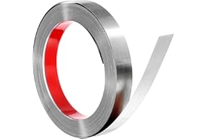 sourcing map Stainless Steel Wall Molding Trim, 32.8 ft x 1 Inch Peel and Stick Metal Decoration Strip for Ceiling Wall Tile Mirror Edge, Brushed Silver