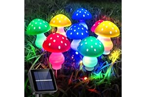 AcaJoe Set of 8 Multi-Color Mushroom Solar Lights Outdoor Waterproof Garden Lights 8 Lighting Modes Outside Decoration for Pathway Landscape Yard Easter Pathway Halloween Xmas
