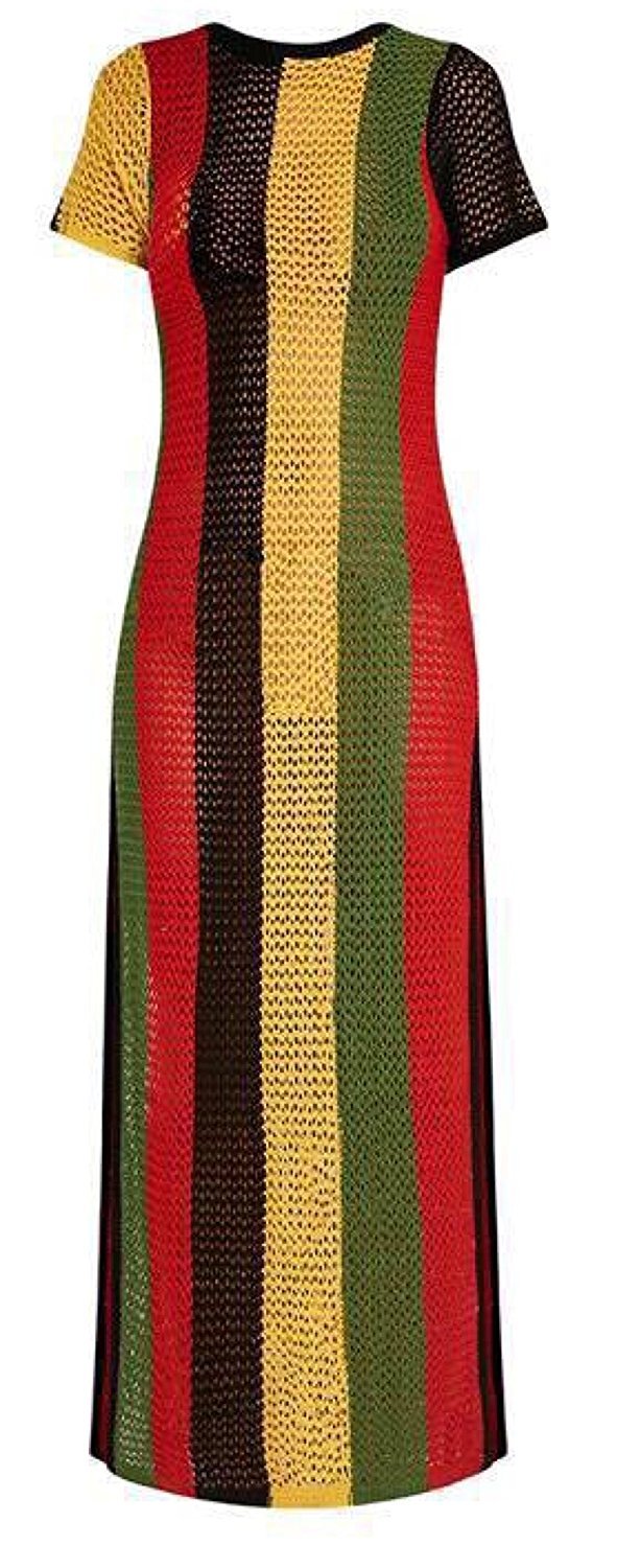 red yellow green mesh dress