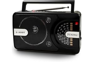 BLIMYSWE Radio a Pilas con Bluetooth/USB/TF, AM/FM/SW1-2 Radio portatil con Batería Recargable de 1200mAh & Antena 360° y Mmanubrio. Ideal para Camping, Viaje y Uso Doméstico