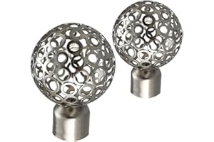Your Home Online Metal Curtain Pole Rod Pack of 2 Finials/Ends for 19mm 28mm Diameter Poles Brushed Chrome (Set Of 2 Osaka Finials, 19mm)
