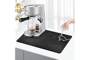 KITCHENRAKU Tappetino macchina caffe 40x30cm, scolapiatti da cucina assorbente, tappeto lavandino, tappetino scolapiatti da cucina (Nero)