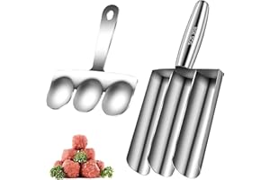 Naturezhen Polpette Maker in Acciaio Inox, Forma Polpette Tripla, con Paletta da Taglio, Polpette Stampo, per Polpette Fatte a Mano, Impasto, Utensili da Cucina