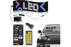 YAYZA! Scrolling LED Sign, 3.9 * 13.8in Bluetooth Control Programmable LED Sign, Flexible Foldable Customizable Text Pattern Animation, USB 5V Devil Eyes RGB Color Light, for Car Bar Hotel Truck