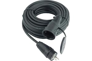 NWP Schuko Verlängerungskabel 15m Gummikabel - 3x2,5mm² H07RN-F - IP54 - Stromkabel für Baustelle, Garten, Industrie, Märkte, Außenbereich