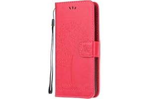 Thoankj Samsung Galaxy A51 Case, Flip Shockproof PU Leather Slim Fit Wallet Case Owl Tree with Stand Card Slot Holder Gel Bumper Folio Protective Cover for Samsung Galaxy A51 Phone Case Rose Red