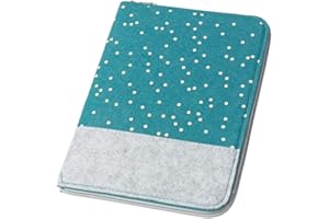 LUXDAG Mom's Organizador para cartilla de embarazo y cuaderno de médico (fieltro con cierre de cremallera con puntos y parche (color a elegir), funda A5 para carnet de embarazo, 2 en 1) Aquagris claro.