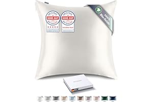 ‎RENESSY RENESSY Kissenbezug aus 100% Bio-Seide 80x80 cm - 22 Momme Maulbeerseide, Güteklasse 6A, Oeko-Tex zert. in Deutschland - Luxus für Haar und Haut, 1 Stück (Naturseide Off-White)