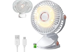 AHYDFSR Ventilador de Mesa USB Recargable, Mini Ventilador USB Mesa Portátil, 3 Velocidades, 360° Ajustable, Luz LED, para Oficina/Hogar/Viajar/Acampar/Cocina, Blanco