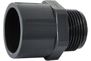 Plimat PVC Klebefitting 50 mm T-Stück Bogen Rohr Winkel Muffe Kappe Verschraubung (PVC Übergangsnippel 63/50mm x 1" 1/2)