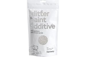 Hemway Aditivo de pintura con purpurina de 100 g, cristales para pintura de emulsión acrílica, pared interior, muebles, techo, ultrafino (1/128 pulgadas 0.000 pulgadas 0.2 mm), color plateado