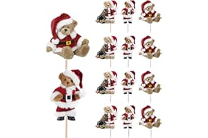 AK Giftshop Lot de 14 pics de Noël en forme de père Noël pour gâteaux, cupcakes, gâteaux, décorations, drapeaux alimentaires debout