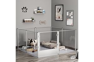 BINGOPAW Parc Grand Chien Intérieur XXL: Enclos Chien Extérieur Grande Taille en Métal - Caisse de Mise Bas pour Chiens Chat Lapin en Acrylique avec Tapis 120x120x61cm