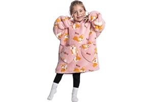 Pterygoid Sweat à Capuche Enfant, Pull Plaid Oversize pour Filles et Garçons, Super Douce Chaude Capuchon Sherpa Peluche à Manches TV pour Tout-Petit 3-6 Ans