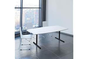 ‎WEBER BÜROLEBEN GMBH Weber Büroleben GmbH Easy Konferenztisch Bootsform 200x100 cm Weiß Besprechungstisch Tisch, Gestellfarbe:Anthrazit