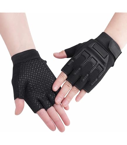 Gants Demi-doigts Tactiques Pour Enfants 6-10 Ans - Antidérapants, Rembourrés, Motif Camouflage | Pour Vélo, Skate, Escalade, Sports Extérieurs