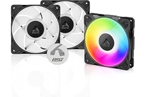 ARCTIC P12 Pro A-RGB (3 Stück) - Leistungsstarker Premium PC Lüfter, 120 mm PWM Case Fan mit Y-Kabelsplitter, 600–3000 rpm, 0 rpm <5% PWM, 5V Digital RGB, Hydrodynamisches Gleitlager, 4-Pin - Schwarz